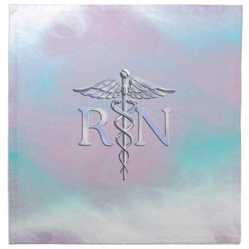 Chrome Like RN Caduceus in Mother Pearl Style Cloth Napkin