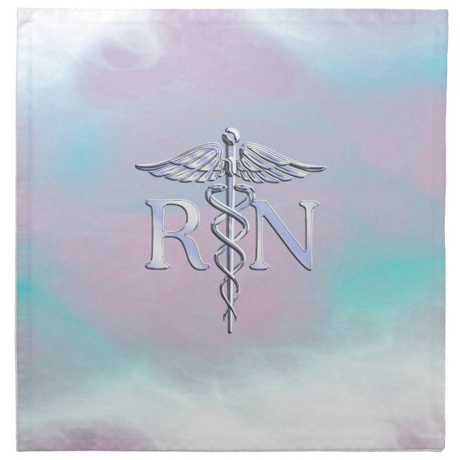 Chrome Like RN Caduceus in Mother Pearl Style Cloth Napkin (Front)