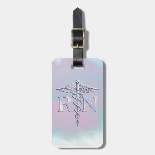 Chrome Like RN Caduceus in Mother Pearl Style Luggage Tag