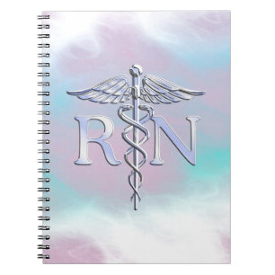 Chrome Like RN Caduceus in Mother Pearl Style Notebook