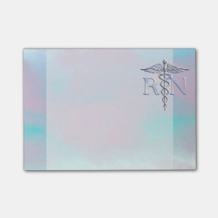 Chrome Like RN Caduceus in Mother Pearl Style Post-it Notes