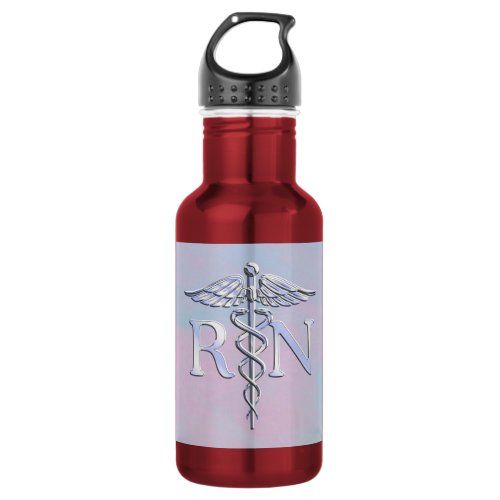 Chrome Like RN Caduceus in Mother Pearl Style Stainless Steel Water Bottle
