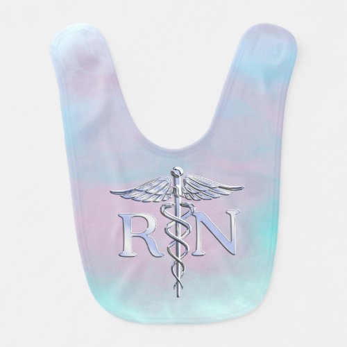 Chrome Like RN Caduceus Medical Mother Pearl Baby Bib