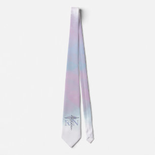 Chrome Like RN Caduceus Medical Mother Pearl Neck Tie