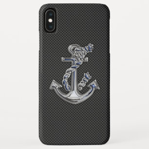 Chrome Like Rope Anchor Blue on Carbon Fiber iPhone XS Max Case
