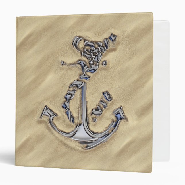 Chrome Like Rope Anchor in the Sand 3 Ring Binder (Front/Inside)