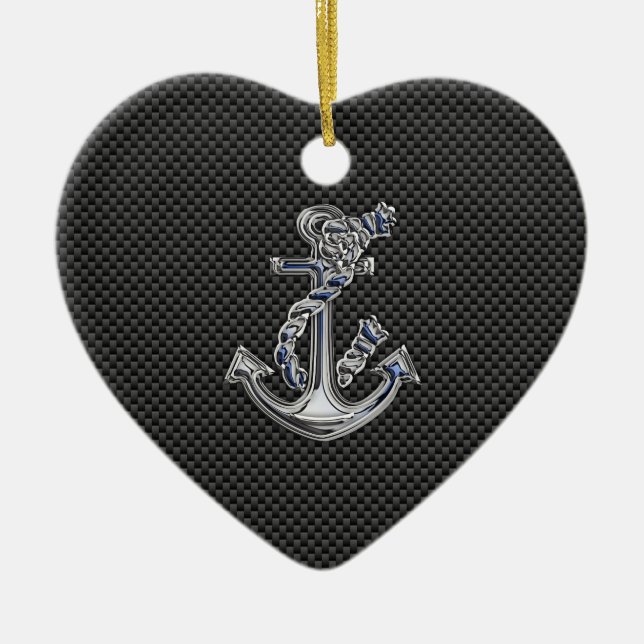Chrome Like Rope Anchor on Carbon Fiber Ceramic Ornament (Front)