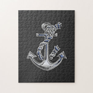 Chrome Like Rope Anchor on Carbon Fiber Jigsaw Puzzle