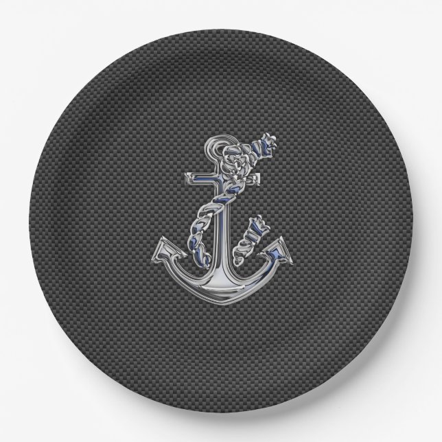 Chrome Like Rope Anchor on Carbon Fiber Paper Plates (Front)