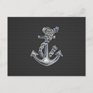 Chrome Like Rope Anchor on Carbon Fiber Postcard