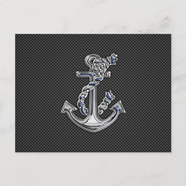Chrome Like Rope Anchor on Carbon Fiber Postcard (Front)