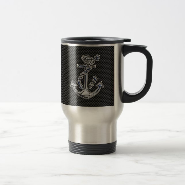 Chrome Like Rope Anchor on Carbon Fiber Travel Mug (Right)