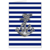 Chrome Like Rope Anchor on Nautical Stripes (Front)
