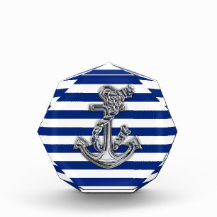 Chrome Like Rope Anchor on Nautical Stripes Award
