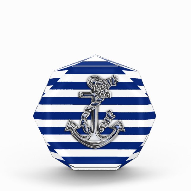 Chrome Like Rope Anchor on Nautical Stripes Award (Front)