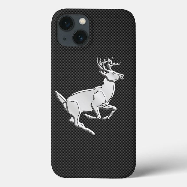 Chrome Like Running Buck on Carbon Fiber Print Case-Mate iPhone Case (Back)