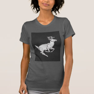 Chrome Like Running Deer on Carbon Fiber Print T-Shirt