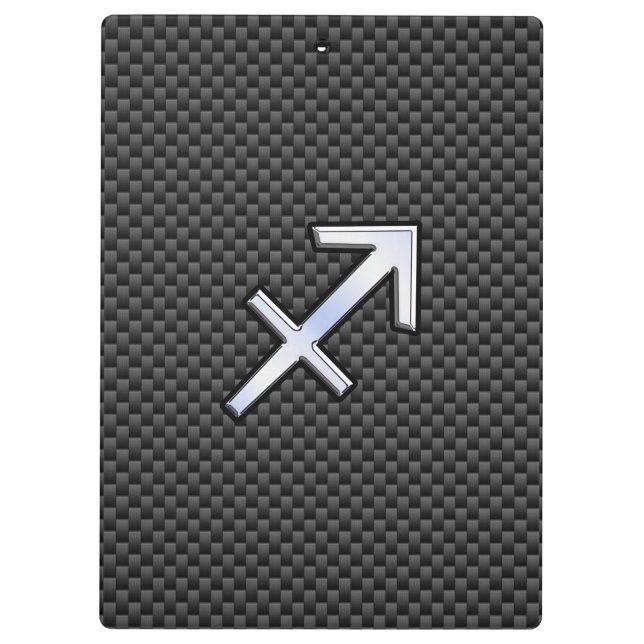 Chrome Like Sagittarius Sign Carbon Fiber Print Clipboard (Back)