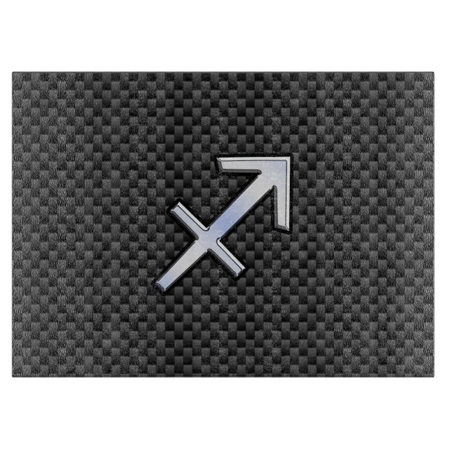 Chrome Like Sagittarius Sign Carbon Fiber Print Cutting Board (Front)