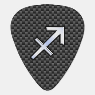 Chrome Like Sagittarius Sign Carbon Fiber Print Guitar Pick