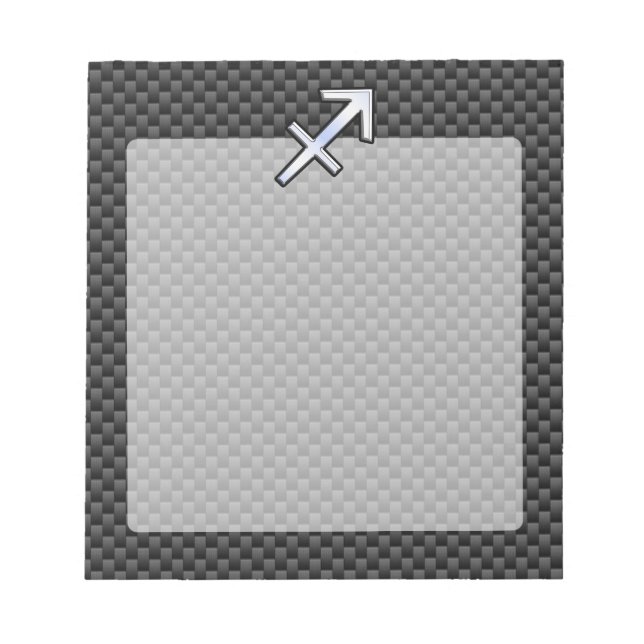 Chrome Like Sagittarius Sign Carbon Fiber Print Notepad (Front)