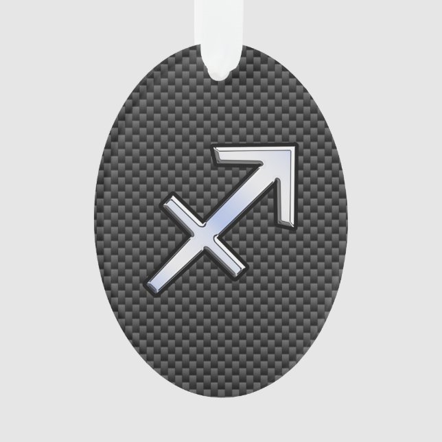 Chrome Like Sagittarius Sign Carbon Fiber Print Ornament (Front)