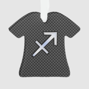 Chrome Like Sagittarius Sign Carbon Fiber Print Ornament
