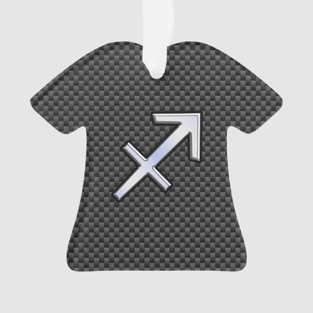 Chrome Like Sagittarius Sign Carbon Fiber Print Ornament (Front)