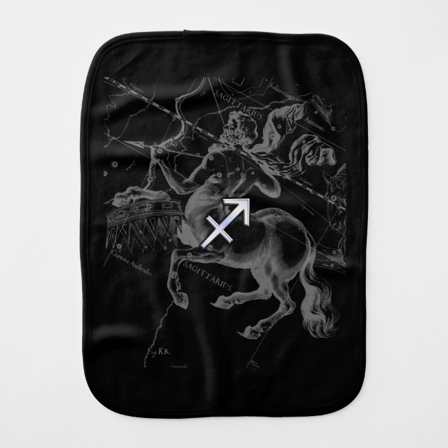 Chrome Like Sagittarius Zodiac Sign Hevelius Decor Burp Cloth (Front)