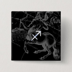 Chrome Like Sagittarius Zodiac Sign Hevelius Decor Button