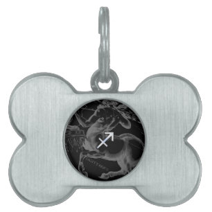 Chrome Like Sagittarius Zodiac Sign Hevelius Decor Pet Name Tag