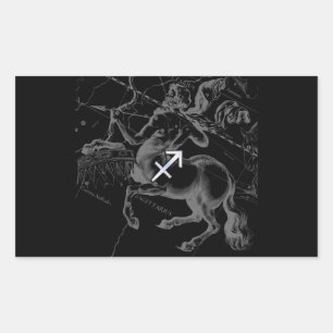 Chrome Like Sagittarius Zodiac Sign Hevelius Decor Rectangular Sticker