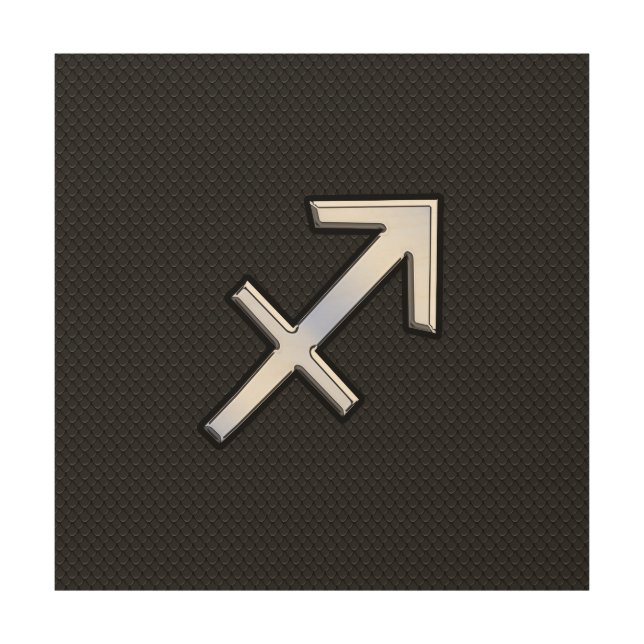 Chrome Like Sagittarius Zodiac Sign on Black (Front)