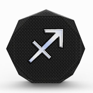 Chrome Like Sagittarius Zodiac Sign on Black Acrylic Award