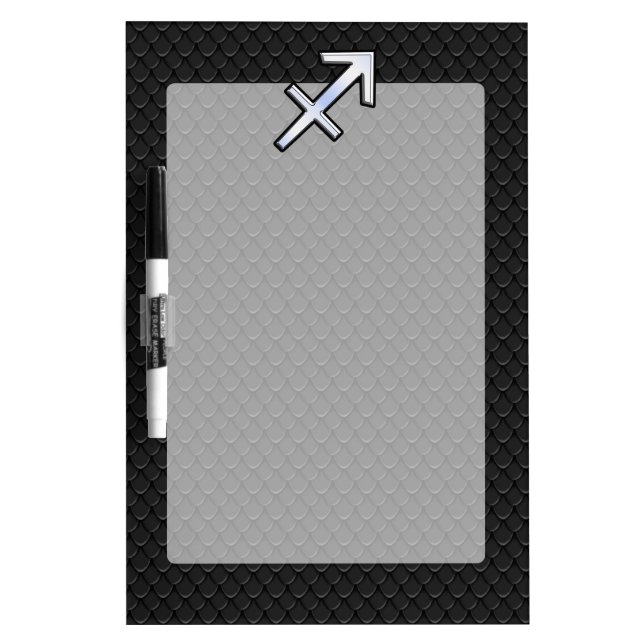 Chrome Like Sagittarius Zodiac Sign on Black Dry Erase Board (Front)