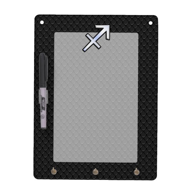 Chrome Like Sagittarius Zodiac Sign on Black Dry-Erase Board (Front)