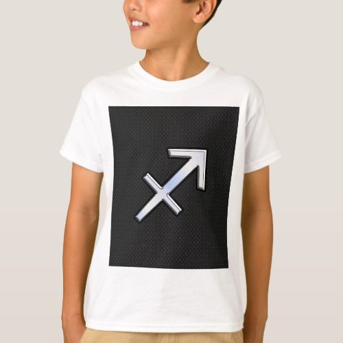 Chrome Like Sagittarius Zodiac Sign on Black T_Shirt