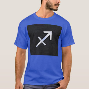 Chrome Like Sagittarius Zodiac Sign on Black T-Shirt