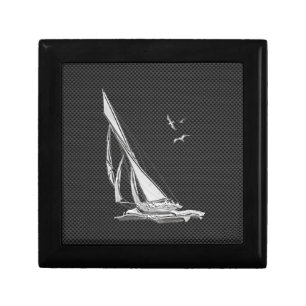 Chrome Like Sailboat on Carbon Fiber Gift Box