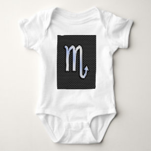 Chrome Like Scorpio Zodiac Sign Carbon Fiber Print Baby Bodysuit