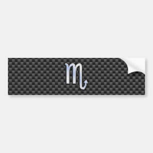 Chrome Like Scorpio Zodiac Sign Carbon Fiber Print Bumper Sticker
