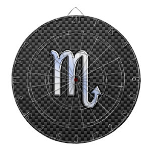 Chrome Like Scorpio Zodiac Sign Carbon Fiber Print Dartboard
