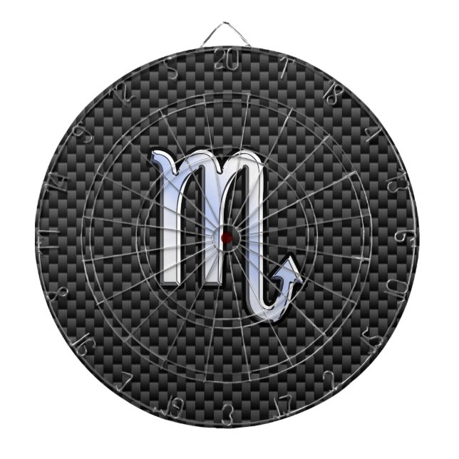 Chrome Like Scorpio Zodiac Sign Carbon Fiber Print Dartboard (Front)