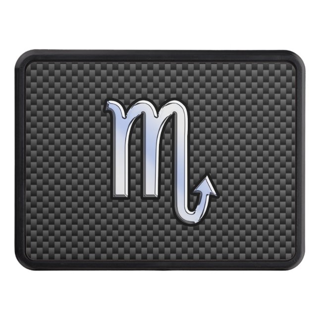 Chrome Like Scorpio Zodiac Sign Carbon Fiber Print Hitch Cover (Front)