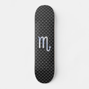 Chrome Like Scorpio Zodiac Sign Carbon Fiber Print Skateboard Deck