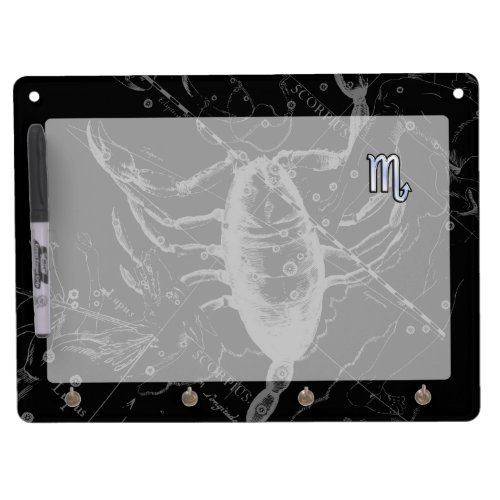 Chrome like Scorpio Zodiac Sign on Hevelius 1690 Dry Erase Board With Keychain Holder