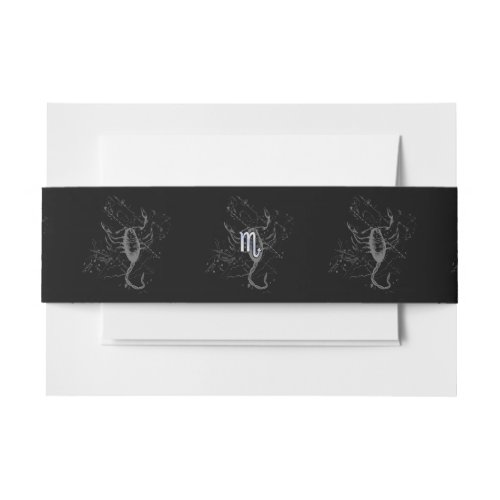 Chrome like Scorpio Zodiac Sign on Hevelius Invitation Belly Band