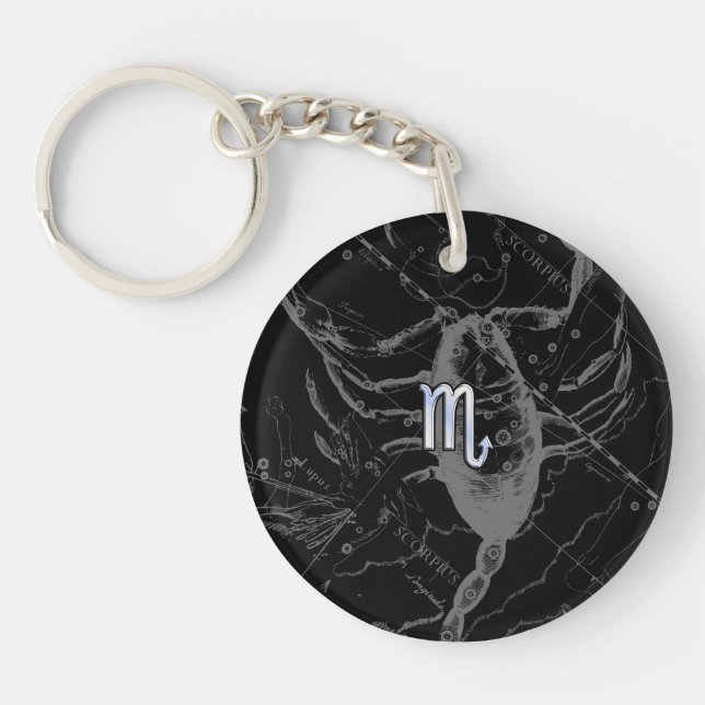 Chrome like Scorpio Zodiac Symbol on Hevelius Keychain (Front)