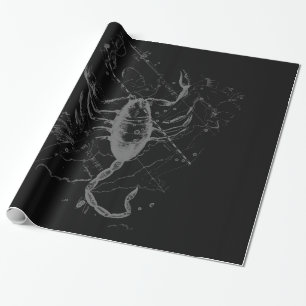 Chrome like Scorpio Zodiac Symbol on Hevelius Wrapping Paper