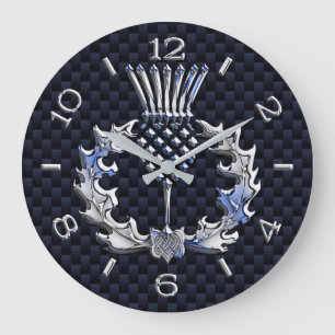 Chrome Like Scottish Thistle Blue Dial on a Large Clock